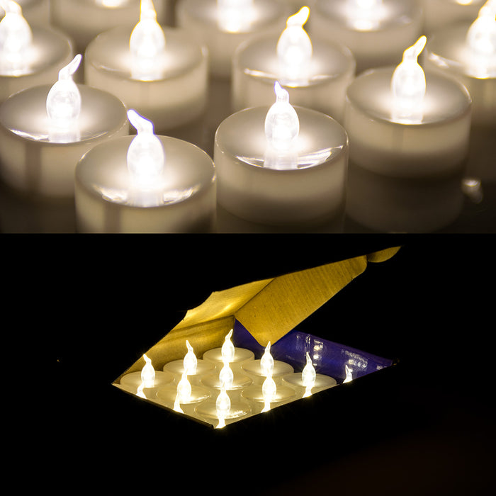 100pcs LED Flickering Candles Tea Light Warm White Flameless Smokeless Flashing