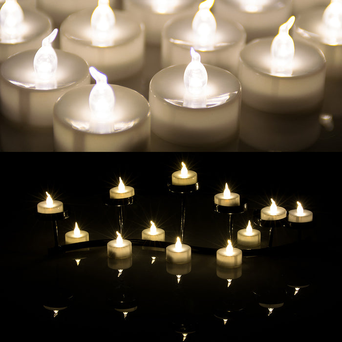 100pcs LED Flickering Candles Tea Light Warm White Flameless Smokeless Flashing