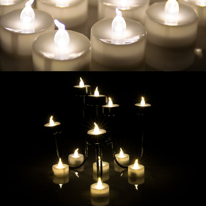 100pcs LED Flickering Candles Tea Light Warm White Flameless Smokeless Flashing