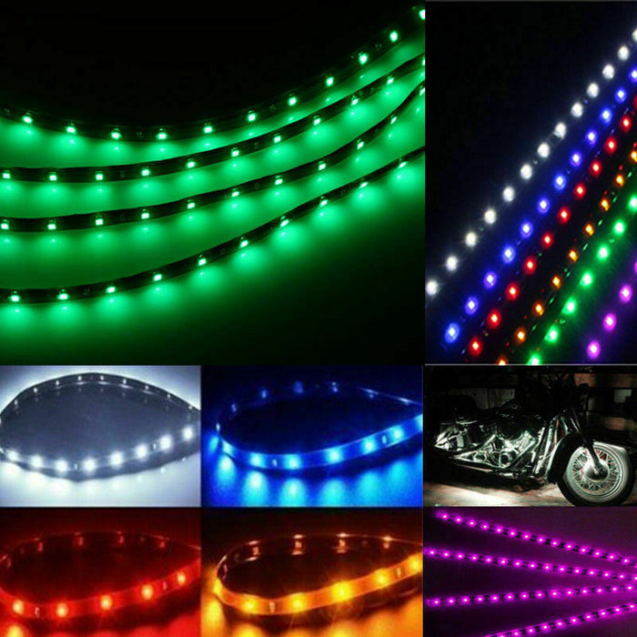 10pcs 12V Flexible LED Strip Light 12" 15SMD Waterproof For Car Boat Motor Truck