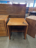 12471 Solid Oak Rolling Side Table