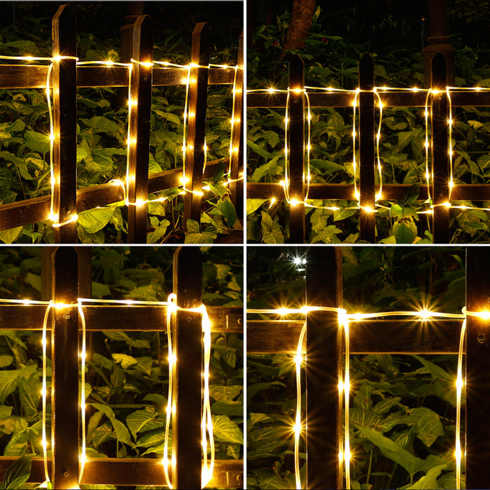 13M 42.6FT 100LED Fairy String Rope Lights Solar Panel Power Waterproof Outdoor