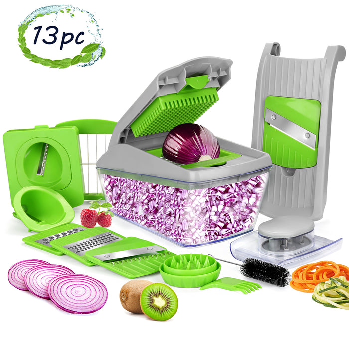13pcs Vegetable Spiralizer Mandoline Slicer Dicer Food Chopper Shredder Cutter