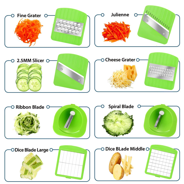 13pcs Vegetable Spiralizer Mandoline Slicer Dicer Food Chopper Shredder Cutter