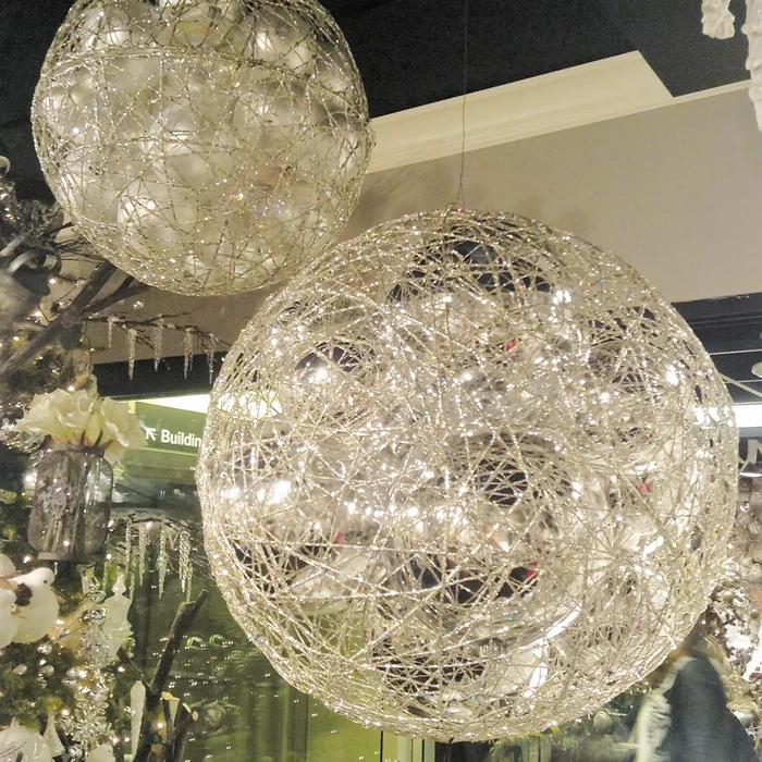 14" Champagne Glitter Ball Cage, (350mm)