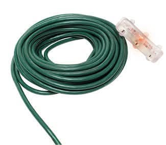 Dekra-Lite Extension Cord with Cobra Head Triple Tap, 50' Green