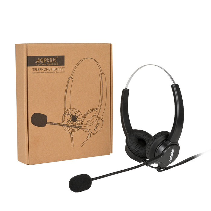 2.5mm Dual Headset for Cordless Phones 6FT Hands-Free Noise Cancelling Monaural Headset