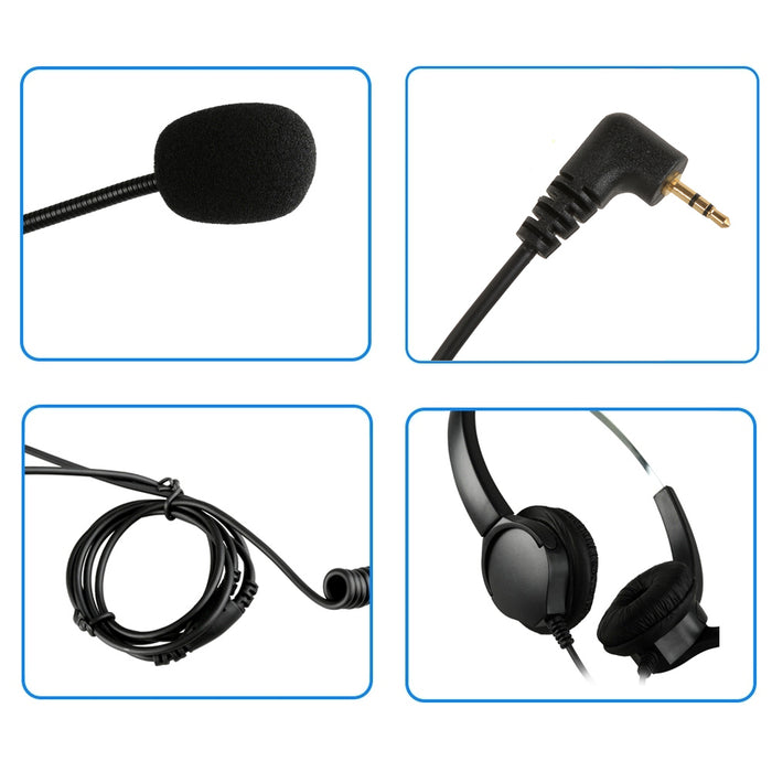 2.5mm Dual Headset for Cordless Phones 6FT Hands-Free Noise Cancelling Monaural Headset