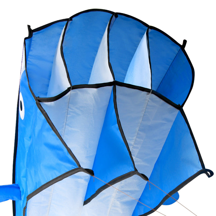 3D Kite Huge Frameless Soft Parafoil Giant Dolphin Blue