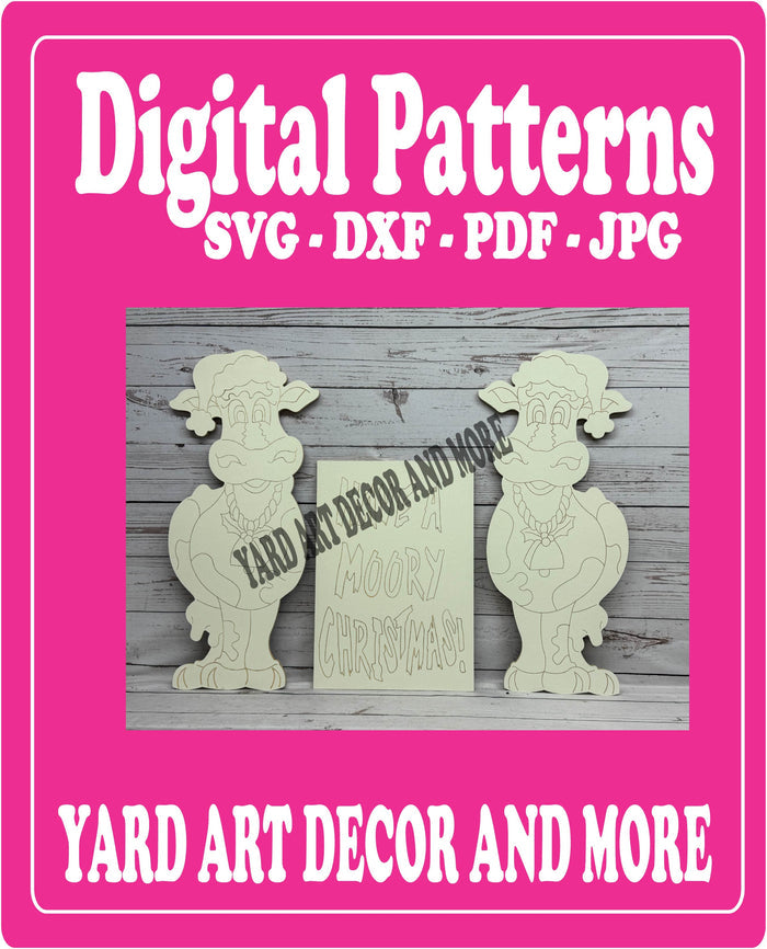 Merry Christmas Cow yard art digital template