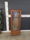 44372 Rustic Glass Display Cabinet with Deer Etching