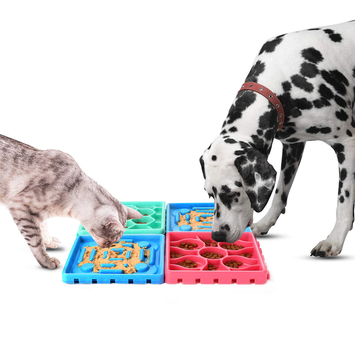 4Pcs Pet Slow Feeder Tray Set Anti-Slip Slow Eating Dog Feeder Trays & Licking Trays Ideal for Pet Anxiety Relief
