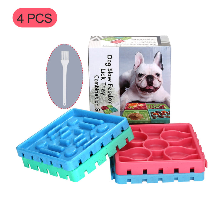 4Pcs Pet Slow Feeder Tray Set Anti-Slip Slow Eating Dog Feeder Trays & Licking Trays Ideal for Pet Anxiety Relief