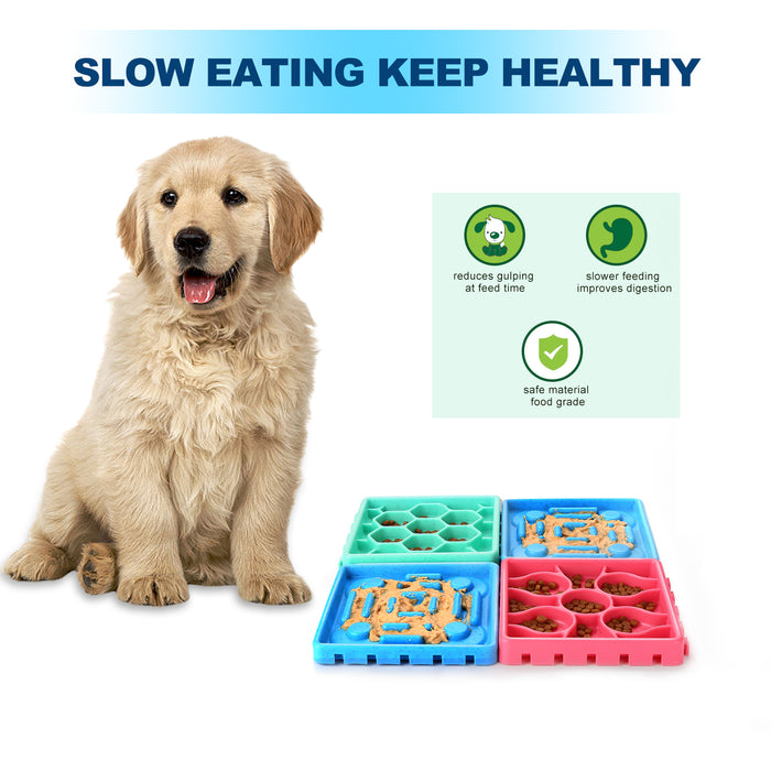 4Pcs Pet Slow Feeder Tray Set Anti-Slip Slow Eating Dog Feeder Trays & Licking Trays Ideal for Pet Anxiety Relief