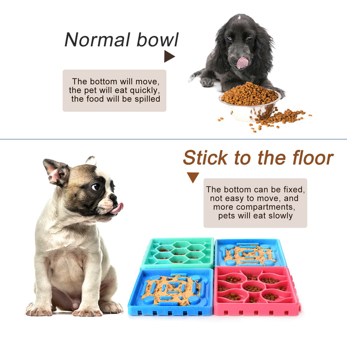 4Pcs Pet Slow Feeder Tray Set Anti-Slip Slow Eating Dog Feeder Trays & Licking Trays Ideal for Pet Anxiety Relief
