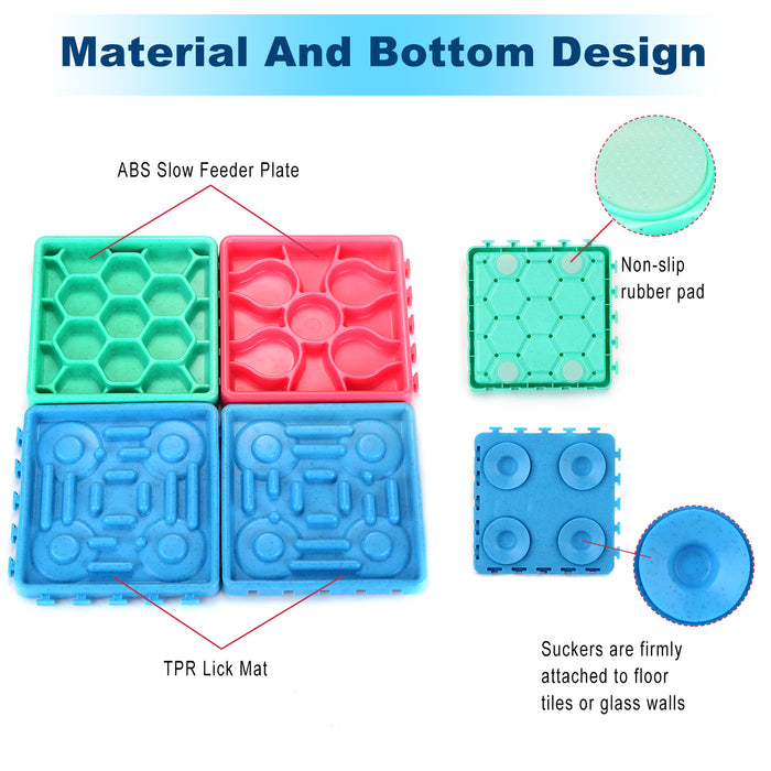 4Pcs Pet Slow Feeder Tray Set Anti-Slip Slow Eating Dog Feeder Trays & Licking Trays Ideal for Pet Anxiety Relief