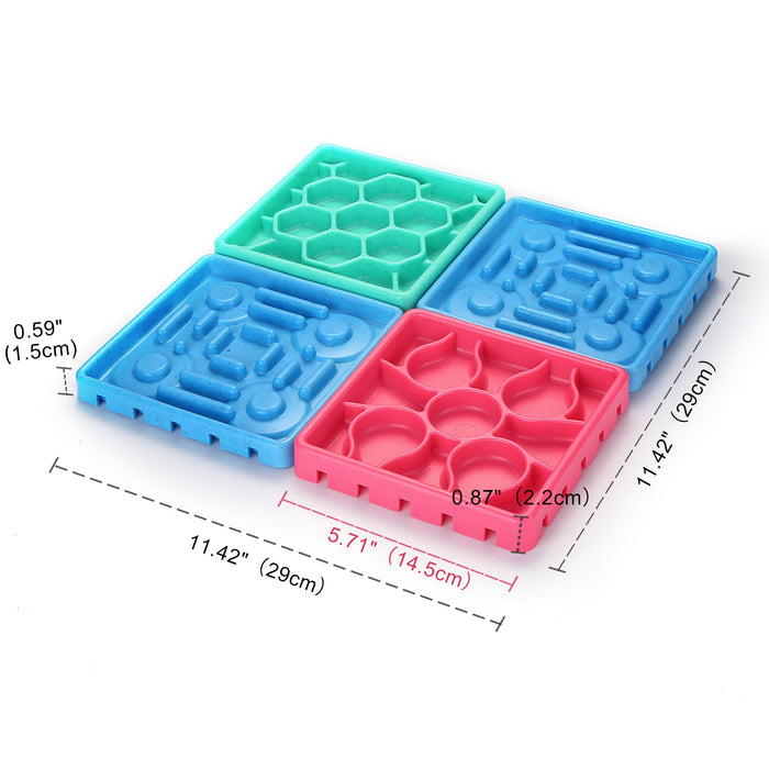 4Pcs Pet Slow Feeder Tray Set Anti-Slip Slow Eating Dog Feeder Trays & Licking Trays Ideal for Pet Anxiety Relief