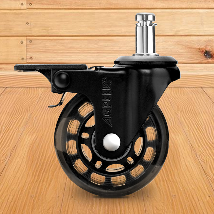 5Pcs Replacement Office Chair Casters with Brake Wheels Smooth Quiet