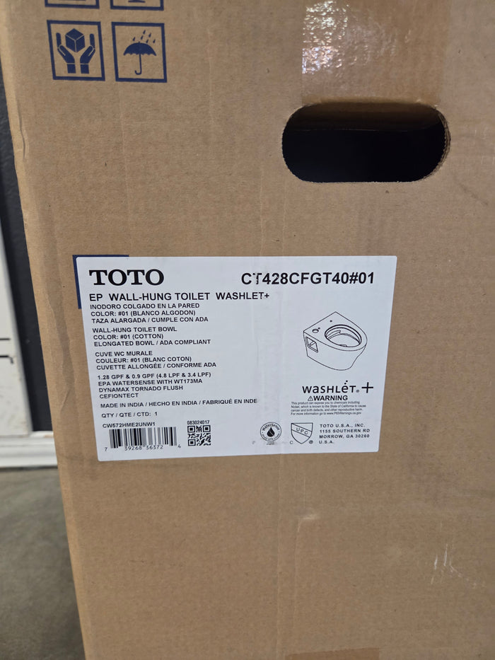 99707 TOTO CT428CFG Wall-Hung Toilet with Washlet+