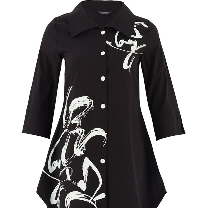 Abstract Print Black Tunic Shirt (Only S + M Left)