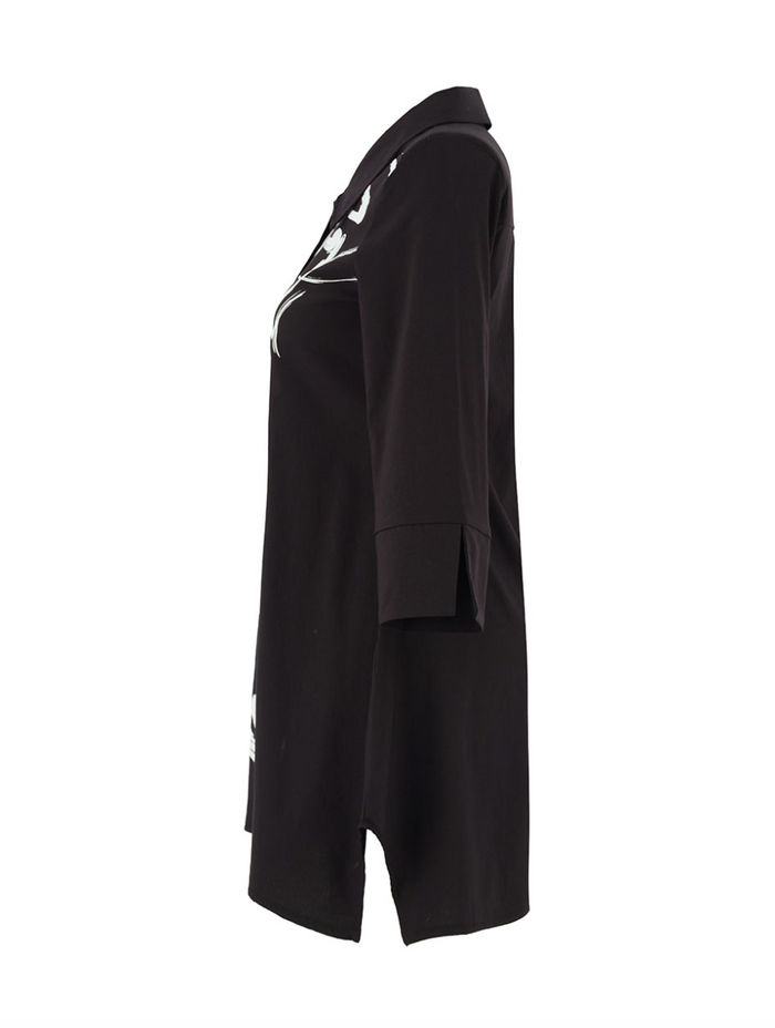 Abstract Print Black Tunic Shirt (Only S + M Left)