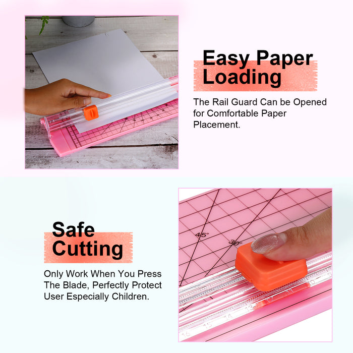 AGPTEK 12" A4 Paper Trimmer Cutter Picture Cutting Label Design Photos Pink