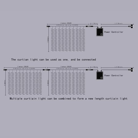 AGPtek 12Mx3M Linkable Fairy Curtain Lights Strings Connectable Lights 8 Lighting Modes