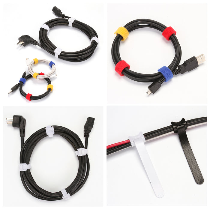AGPtek 3 Rolls Fastening Cable Ties Reusable Nylon+20pcs Cable Straps Organizer