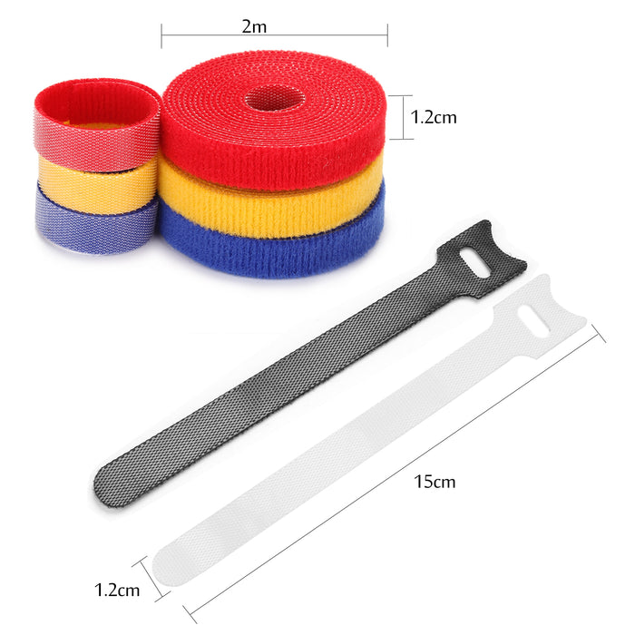 AGPtek 3 Rolls Fastening Cable Ties Reusable Nylon+20pcs Cable Straps Organizer