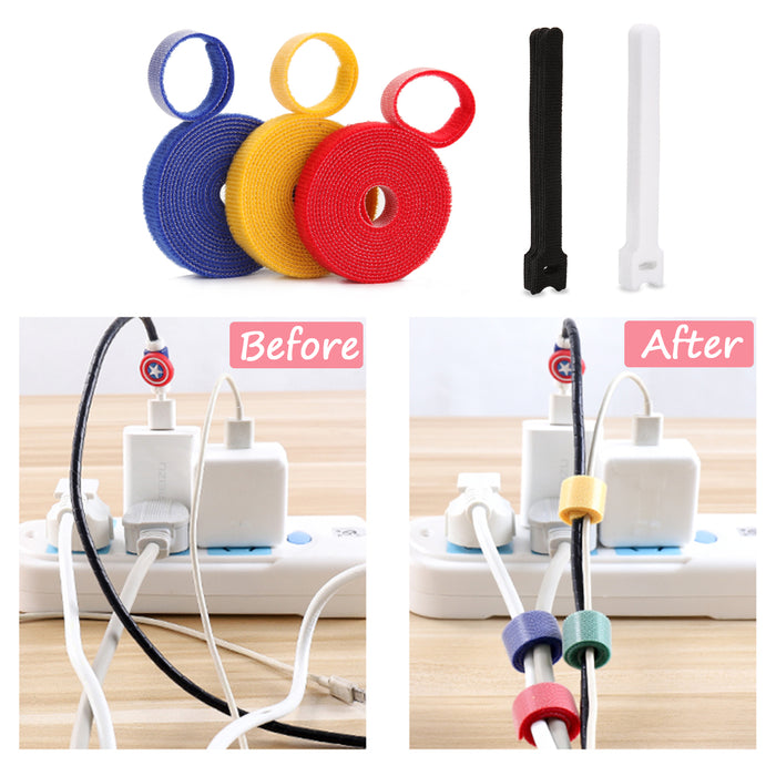 AGPtek 3 Rolls Fastening Cable Ties Reusable Nylon+20pcs Cable Straps Organizer