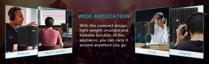 AGPtEK Compact Microphone Isolation Shield+Desk Mic Stand Soundproofing Insulation Stainable Adjustable