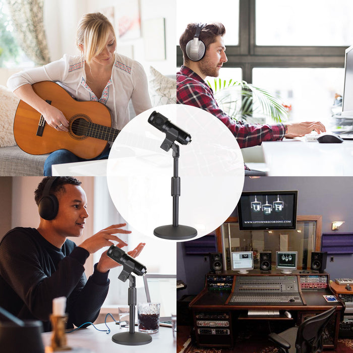 AGPtEK Desk Microphone Stand with Mic Clip 5/8" Male to 3/8" Female Screw Upgraded Adjustable