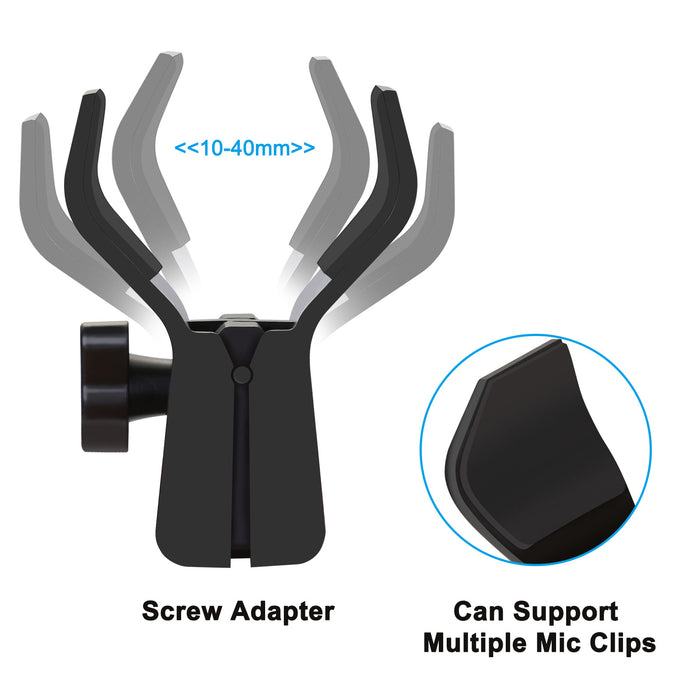 AGPtEK Desk Microphone Stand with Mic Clip 5/8" Male to 3/8" Female Screw Upgraded Adjustable