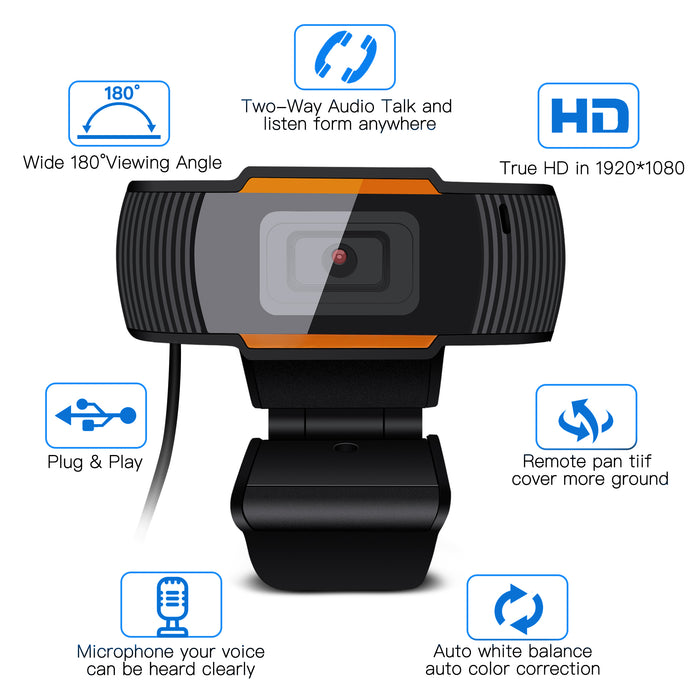 AGPTEK HD 1080P Webcam Auto Focusing Web Camera Cam W/ Microphone For PC Laptop Desktop