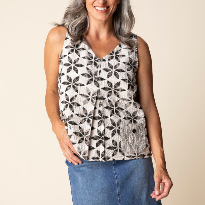 Amalfi Floral Pleated Tank - Travel Material