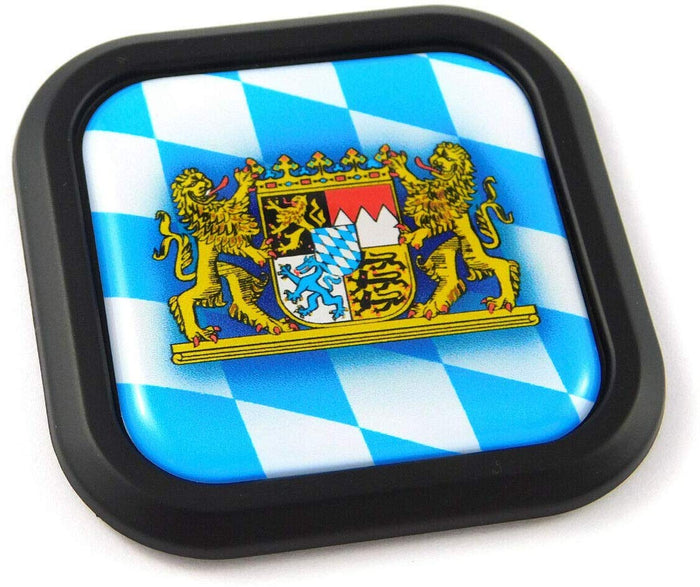 Bavaria Flag German Square Black rim Emblem Car 3D Decal Badge Bumper 2"
