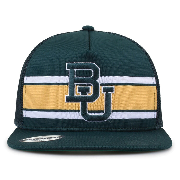 Baylor University Class of '92 trucker hat, front view with embroidered logo and stripes