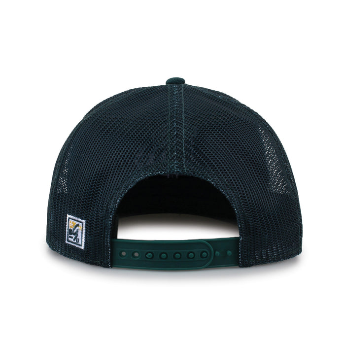 Baylor University Class of '92 trucker hat, rear view of mesh back and adjustable snapback closure