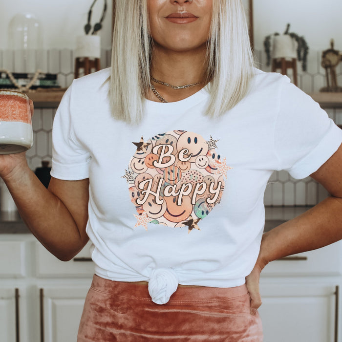 Be Happy Smiley T-Shirt - Trendznmore