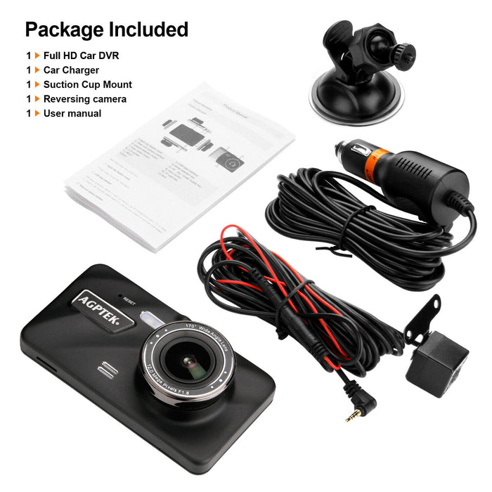 Black 4 in Vehicle 1080P Car Dashboard DVR Camera Video Recorder Dash Cam G-Sensor