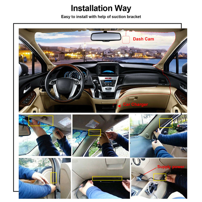Black 4 in Vehicle 1080P Car Dashboard DVR Camera Video Recorder Dash Cam G-Sensor