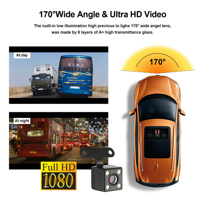 Black 4 in Vehicle 1080P Car Dashboard DVR Camera Video Recorder Dash Cam G-Sensor