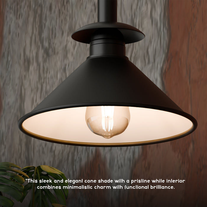 Black Rope Wall Sconce | 22cm Cone Shade Industrial Accent Light ~6476