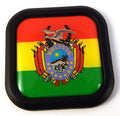 Bolivia Flag Square Black rim Emblem Car 3D Decal Badge Bumper Hood sticker 2"
