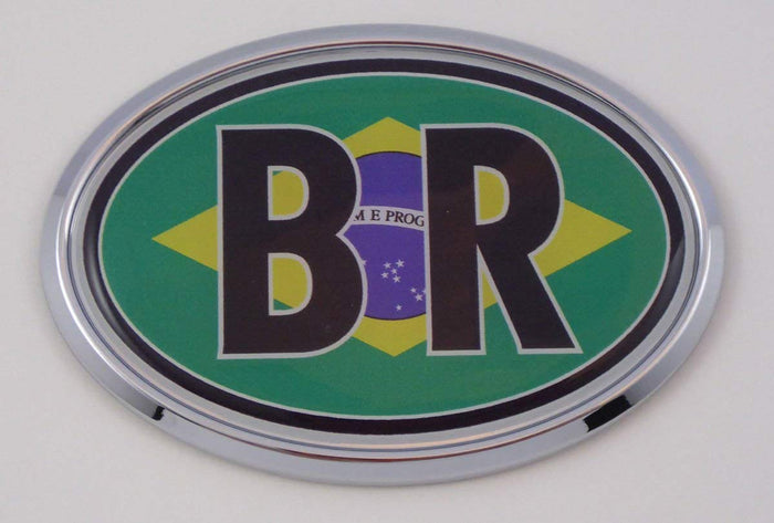Brazil BR Car Chrome Emblem Bumper Sticker Flag Decal Oval