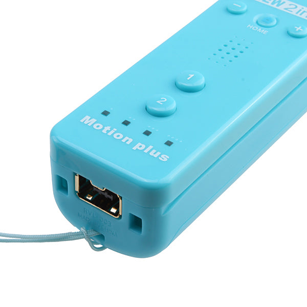 Built-in Motion Plus Remote+Nunchuck Controller For Wii+Case+Wrist Strap Bule