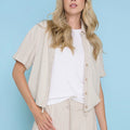 Button-Front Top with Drawstring