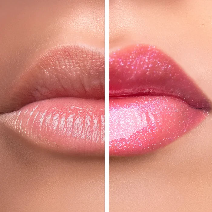 BY TERRY Baume de Rose Glow Gloss Rosy Rose before and after
