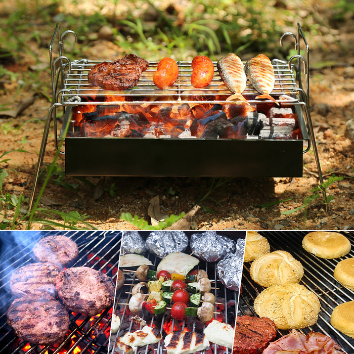 Camping Grill Barbecue Tool Folding & Lightweight Steel Mesh Portable for Outdoor Cooking Hiking Tailgating