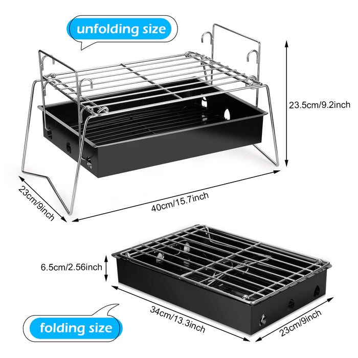 Camping Grill Barbecue Tool Folding & Lightweight Steel Mesh Portable for Outdoor Cooking Hiking Tailgating